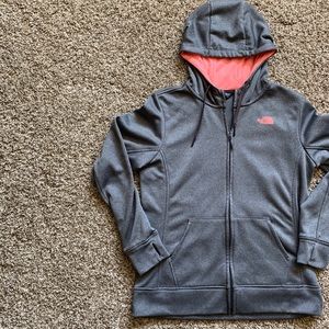 SOLD North Face gray and pink hooded full zip jacket